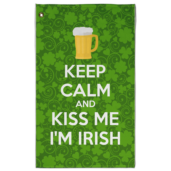 Custom Kiss Me I'm Irish Golf Towel - Poly-Cotton Blend