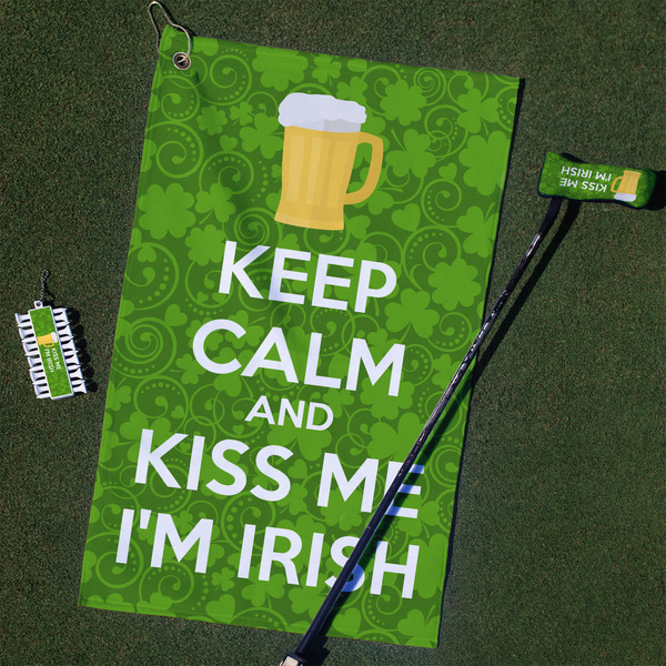 Custom Kiss Me I'm Irish Golf Towel Gift Set (Personalized)