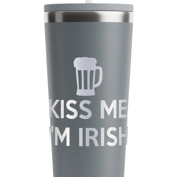 Kiss Me I'm Irish Grey RTIC Everyday Tumbler - 28 oz. - Close Up