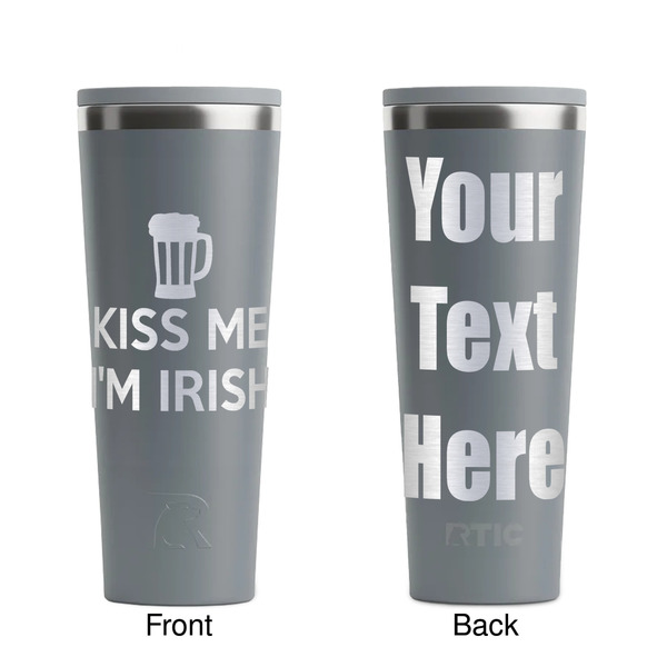 Kiss Me I'm Irish Grey RTIC Everyday Tumbler - 28 oz. - Front and Back
