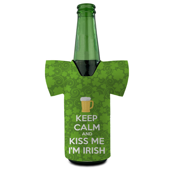 Kiss Me I'm Irish Jersey Bottle Cooler - FRONT (on bottle)
