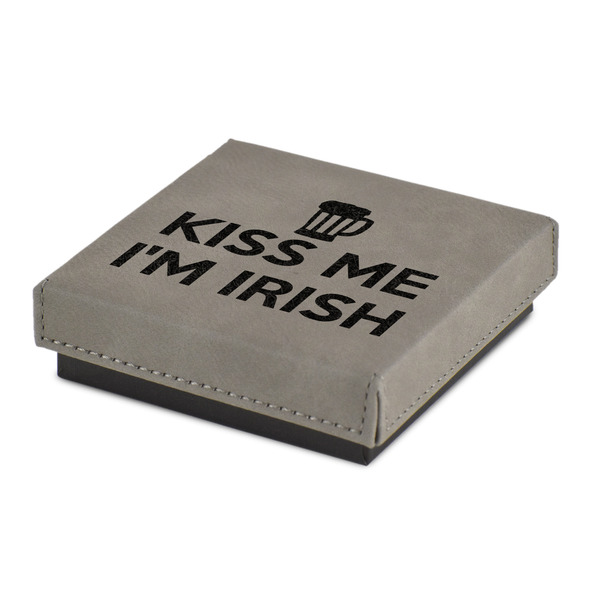 Custom Kiss Me I'm Irish Jewelry Gift Box - Engraved Leather Lid
