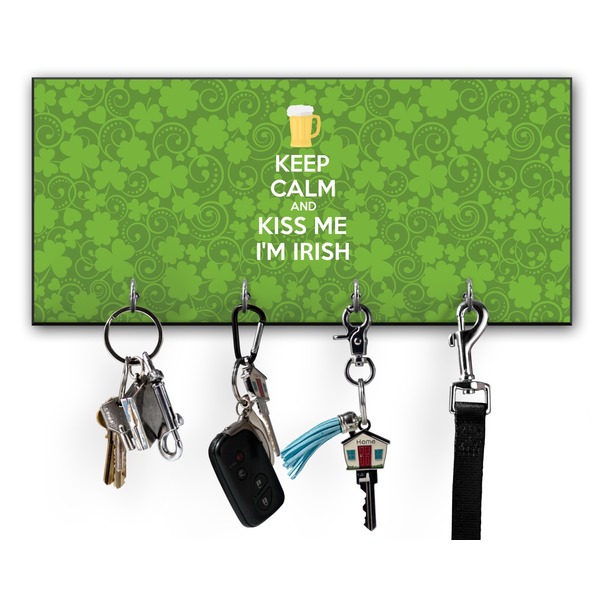 Custom Kiss Me I'm Irish Key Hanger w/ 4 Hooks w/ Graphics and Text