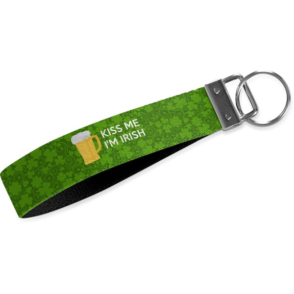 Custom Kiss Me I'm Irish Wristlet Webbing Keychain Fob (Personalized)