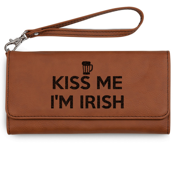 Custom Kiss Me I'm Irish Ladies Leatherette Wallet - Laser Engraved