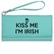 Kiss Me I'm Irish Ladies Wallet - Leather - Teal - Front View