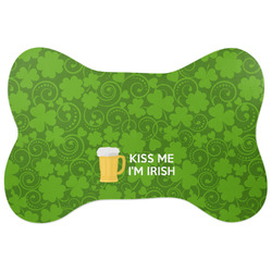 Kiss Me I'm Irish Bone Shaped Dog Food Mat (Large) (Personalized)