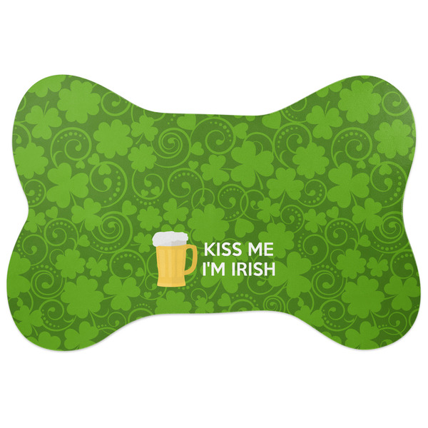 Custom Kiss Me I'm Irish Bone Shaped Dog Food Mat (Personalized)