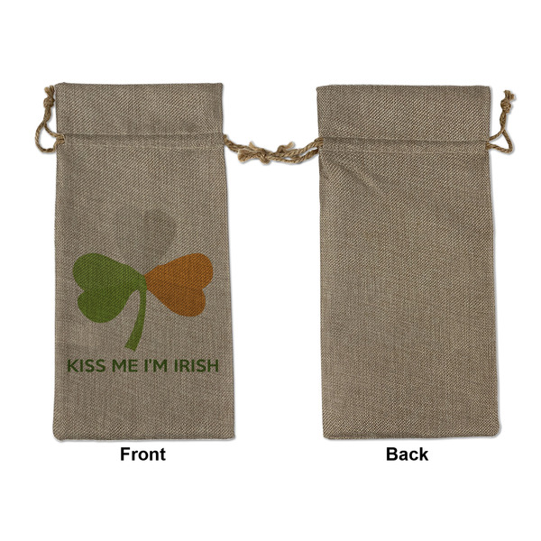 Kiss Me I'm Irish Large Burlap Gift Bags - Front Approval