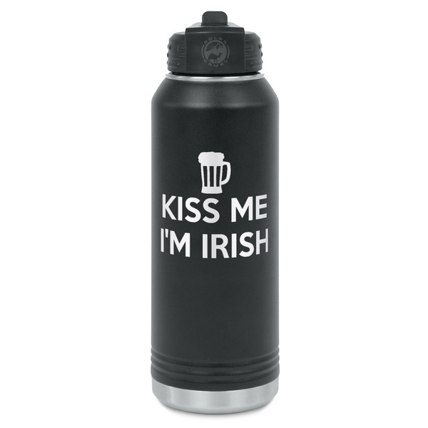Custom Kiss Me I'm Irish Water Bottle - Laser Engraved - Front