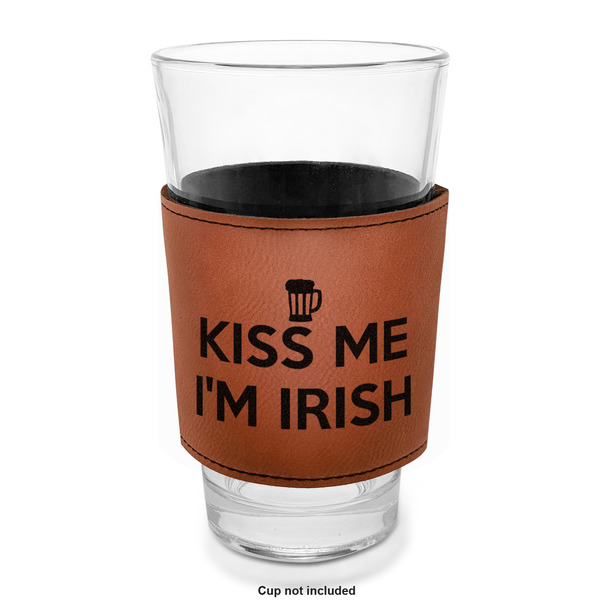 Kiss Me I'm Irish Laserable Leatherette Mug Sleeve - In pint glass for bar