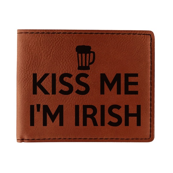 Custom Kiss Me I'm Irish Leatherette Bifold Wallet - Double Sided (Personalized)