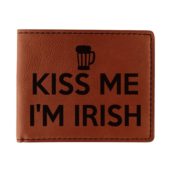 Custom Kiss Me I'm Irish Leatherette Bifold Wallet (Personalized)