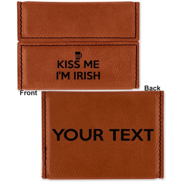 Kiss Me I'm Irish Leather Business Card Holder - Front Back
