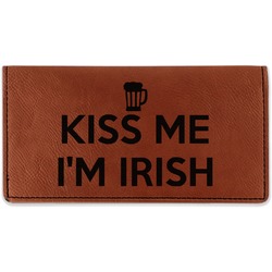 Kiss Me I'm Irish Leatherette Checkbook Holder - Double Sided (Personalized)