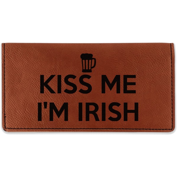 Custom Kiss Me I'm Irish Leatherette Checkbook Holder (Personalized)