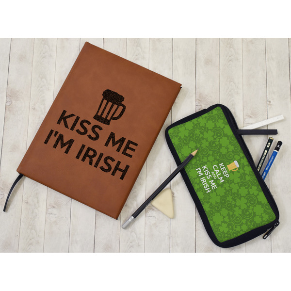 Kiss Me I'm Irish Leather Sketchbook - Large - Single Sided - In Context
