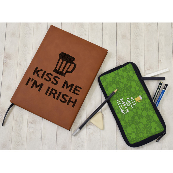 Kiss Me I'm Irish Leather Sketchbook - Small - Single Sided - In Context