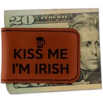 Kiss Me I'm Irish Leatherette Magnetic Money Clip - Double Sided (Personalized)