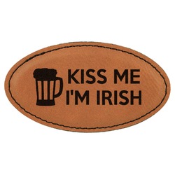 Kiss Me I'm Irish Leatherette Oval Name Badge with Magnet (Personalized)