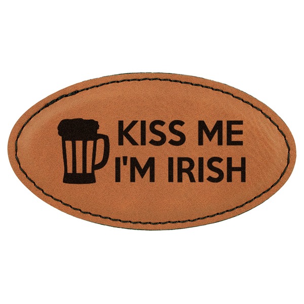 Custom Kiss Me I'm Irish Leatherette Oval Name Badge with Magnet (Personalized)