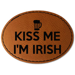 Kiss Me I'm Irish Faux Leather Iron On Patch - Oval
