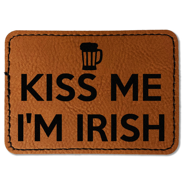 Custom Kiss Me I'm Irish Faux Leather Iron On Patch - Rectangle