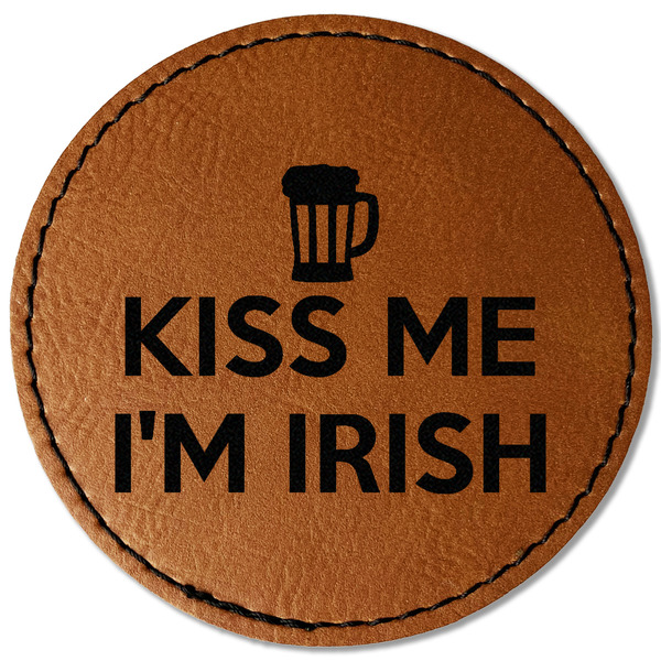 Custom Kiss Me I'm Irish Faux Leather Iron On Patch - Round
