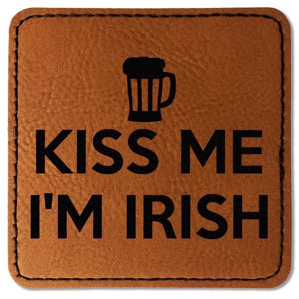 Custom Kiss Me I'm Irish Faux Leather Iron On Patch - Square