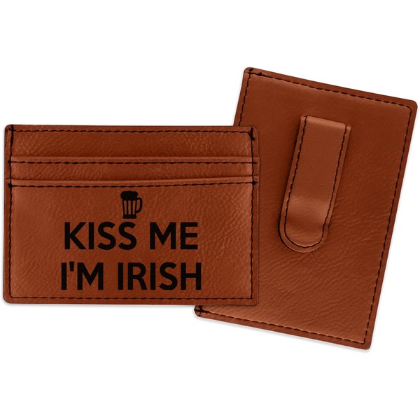 Custom Kiss Me I'm Irish Leatherette Wallet with Money Clip (Personalized)
