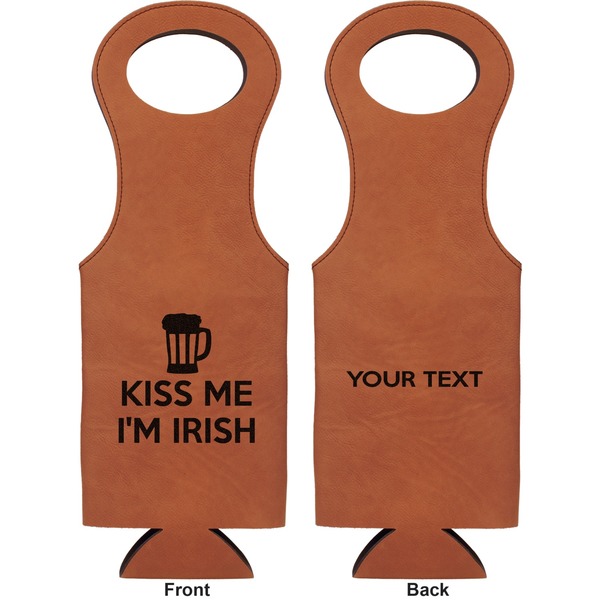 Kiss Me I'm Irish Leatherette Wine Tote Double Sided - Front and Back