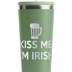 Kiss Me I'm Irish RTIC Everyday Tumbler with Straw - 28oz - Light Green - Single-Sided
