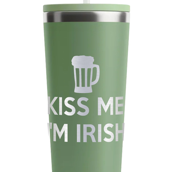 Kiss Me I'm Irish Light Green RTIC Everyday Tumbler - 28 oz. - Close Up
