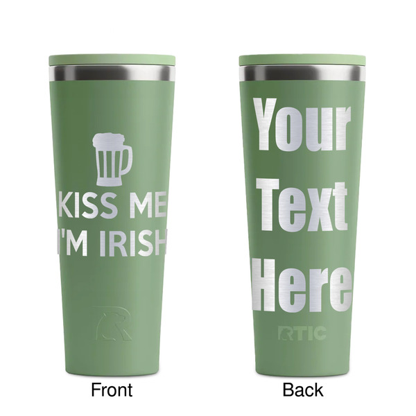 Kiss Me I'm Irish Light Green RTIC Everyday Tumbler - 28 oz. - Front and Back
