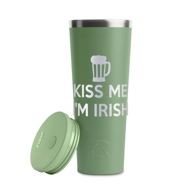 Kiss Me I'm Irish Light Green RTIC Everyday Tumbler - 28 oz. - Lid Off