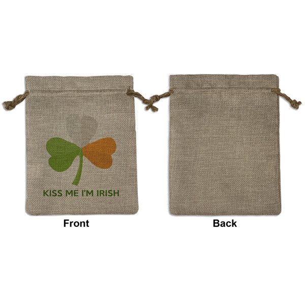 Kiss Me I'm Irish Medium Burlap Gift Bag - Front Approval