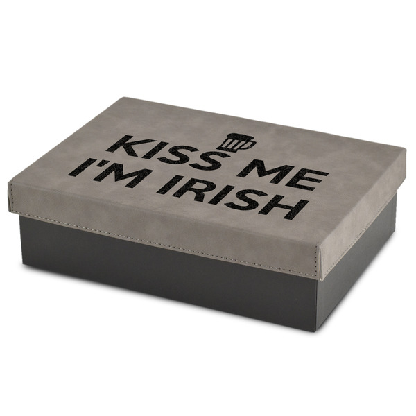 Custom Kiss Me I'm Irish Gift Boxes w/ Engraved Leather Lid
