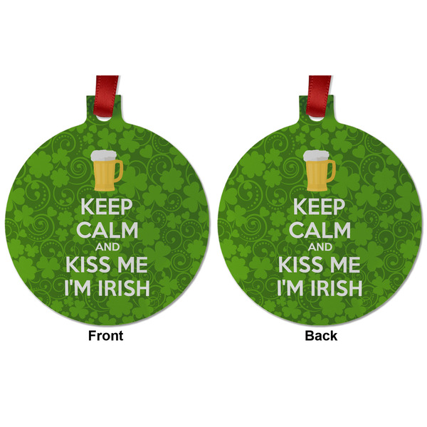 Kiss Me I'm Irish Metal Ball Ornament - Front and Back