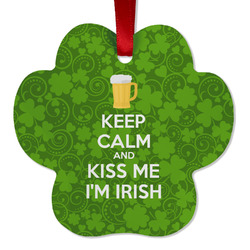 Kiss Me I'm Irish Metal Paw Ornament - Double Sided