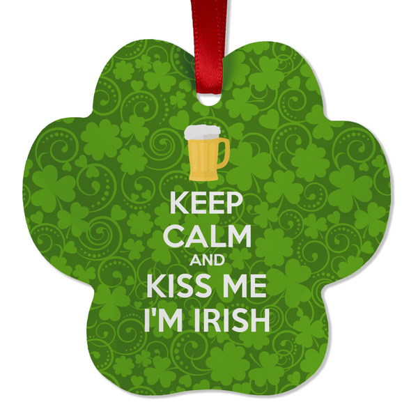 Custom Kiss Me I'm Irish Metal Paw Ornament - Double Sided