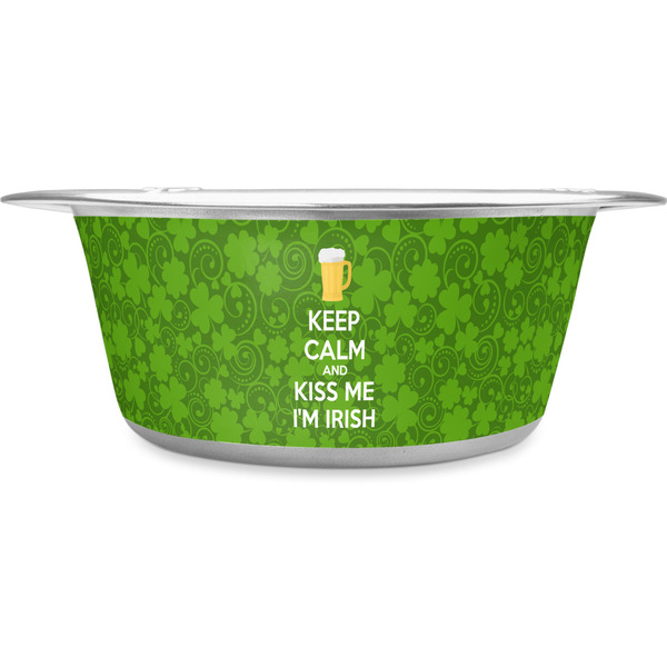 Custom Kiss Me I'm Irish Stainless Steel Dog Bowl - Medium (Personalized)