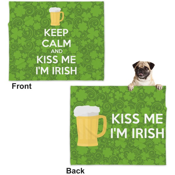 Kiss Me I'm Irish Microfleece Dog Blanket - Large- Front & Back