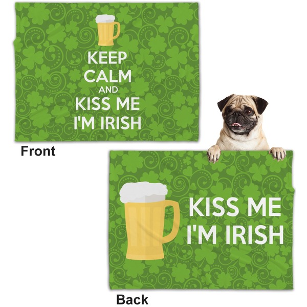Kiss Me I'm Irish Microfleece Dog Blanket - Regular - Front & Back