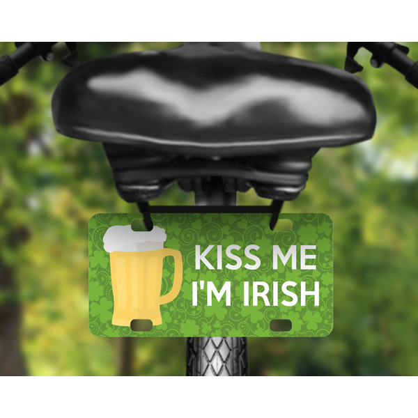 Kiss Me I'm Irish Mini License Plate on Bicycle