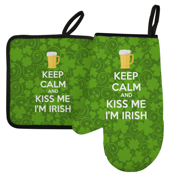 Custom Kiss Me I'm Irish Left Oven Mitt & Pot Holder Set
