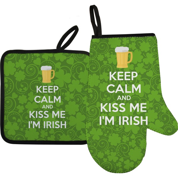 Custom Kiss Me I'm Irish Oven Mitt & Pot Holder Set