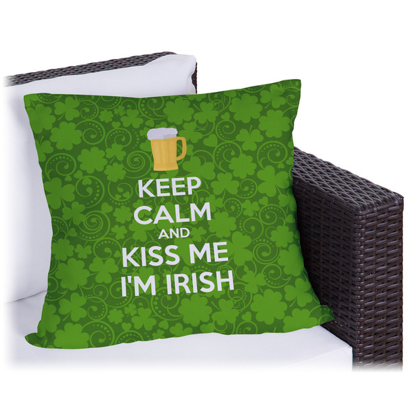 Custom Kiss Me I'm Irish Outdoor Pillow - 16" (Personalized)