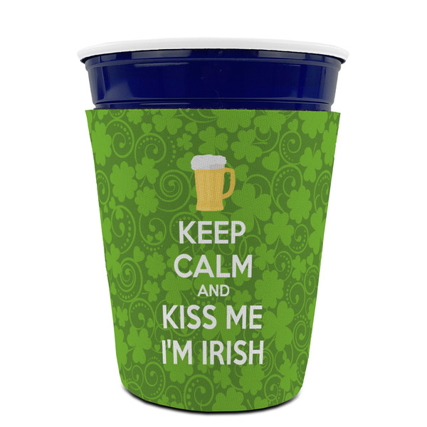 Kiss Me I'm Irish Party Cup Sleeves - without bottom - FRONT (on cup)