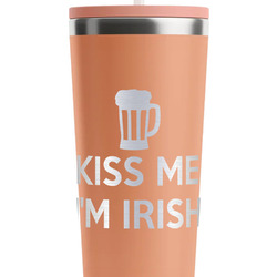 Kiss Me I'm Irish RTIC Everyday Tumbler with Straw - 28oz - Peach - Single-Sided