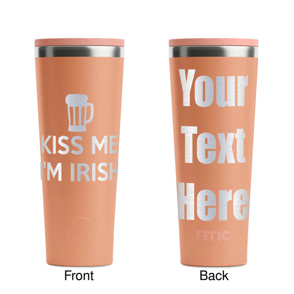 Kiss Me I'm Irish Peach RTIC Everyday Tumbler - 28 oz. - Front and Back